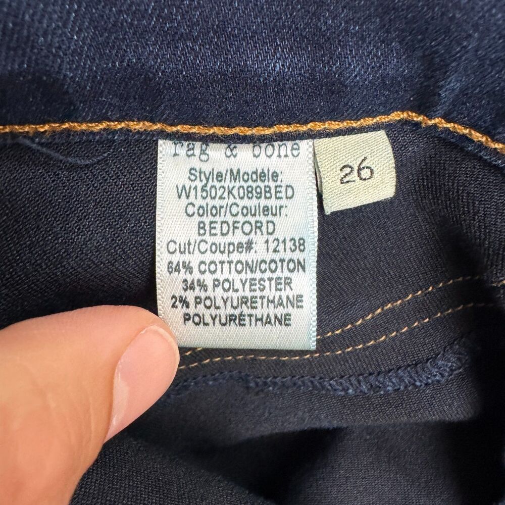 Rag & Bone Skinny Denim Jeans Womens  26 Bedford Blue Dark Wash Raw Hem 27x26 - Picture 6 of 16